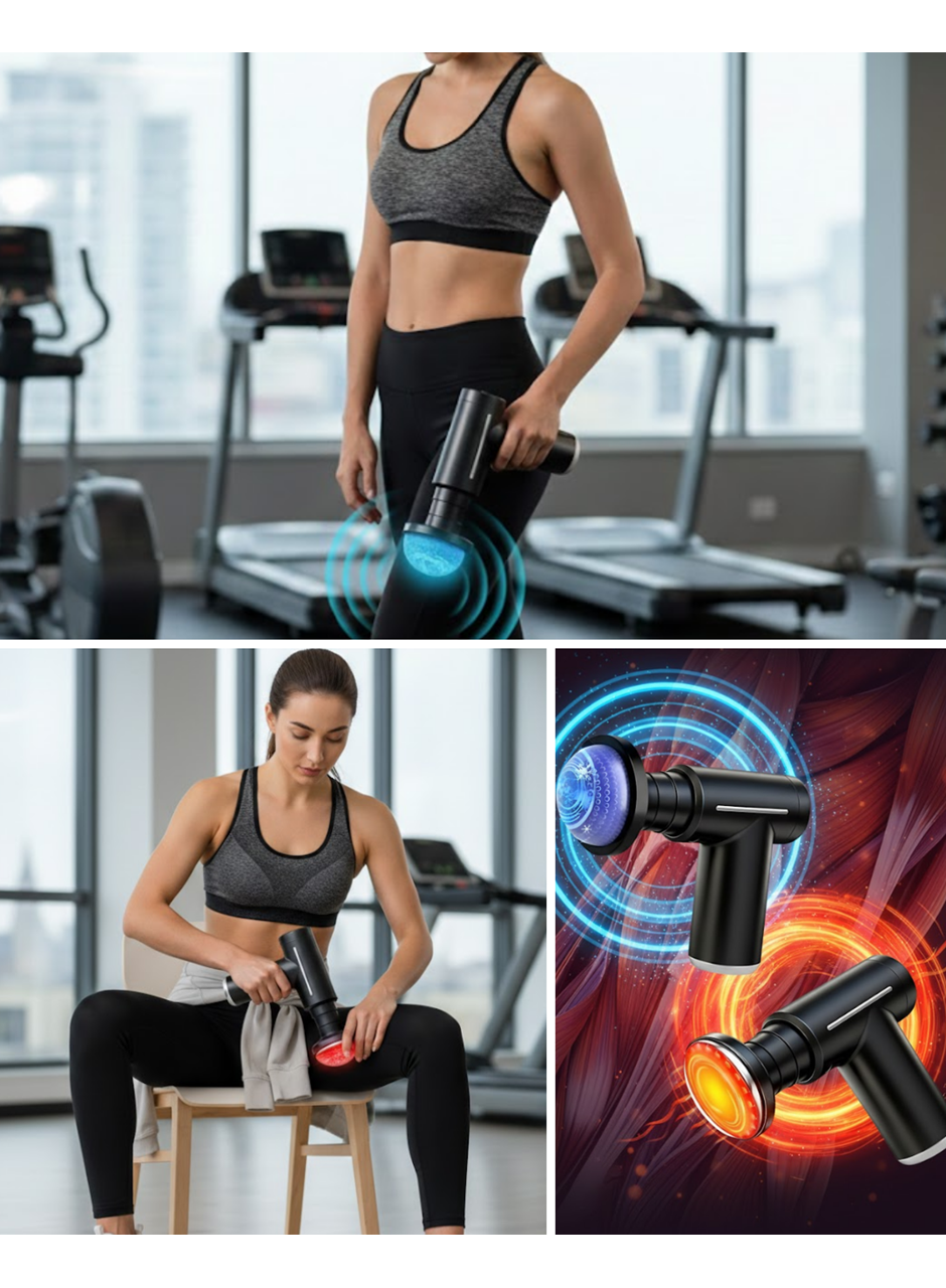 Profesyonel Derin Doku Masaj Aleti 6 Başlık 1800 mAh Batarya