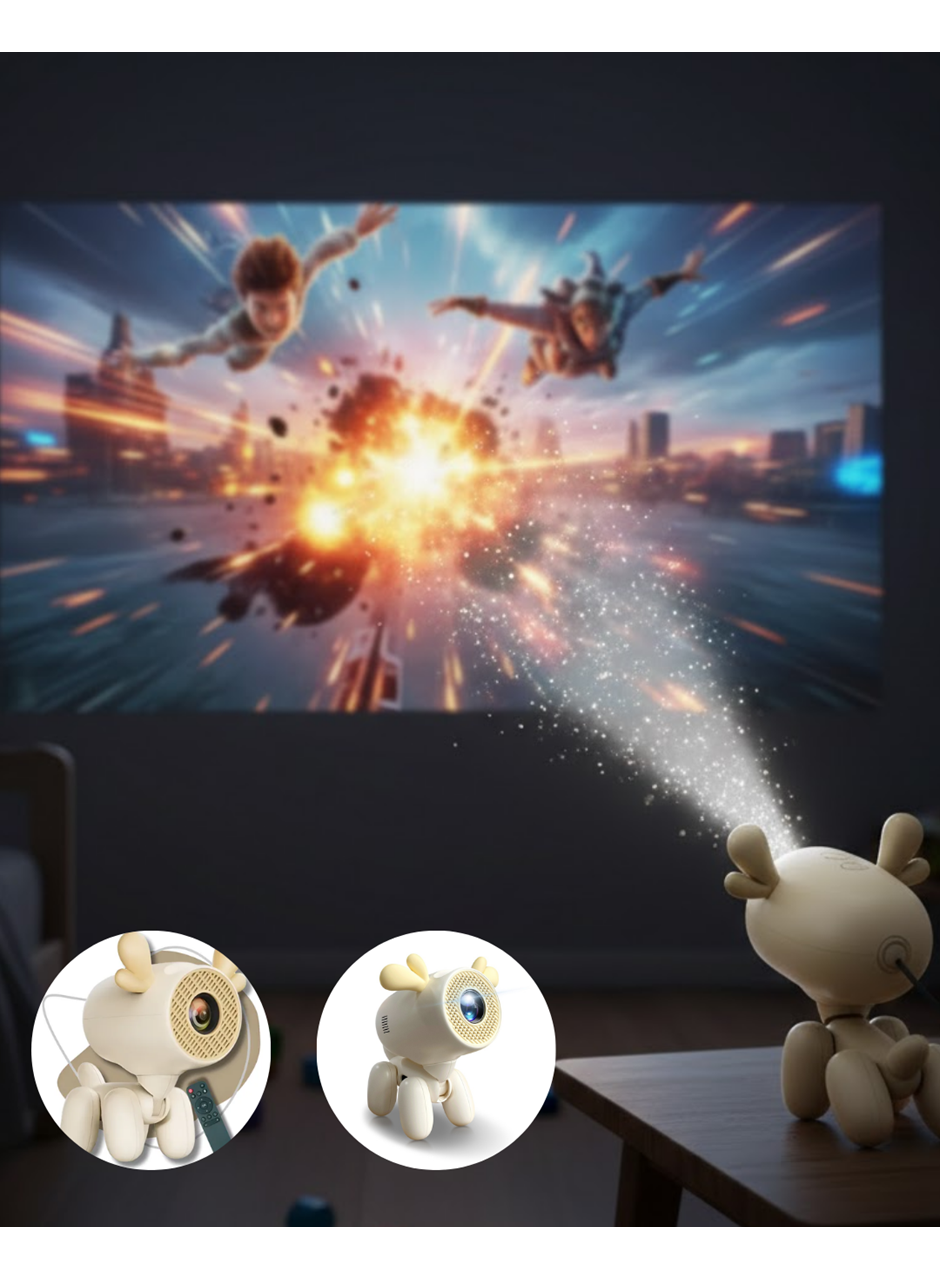 Döner Başlıklı Akıllı Projeksiyon HDMI USB TF Girişli