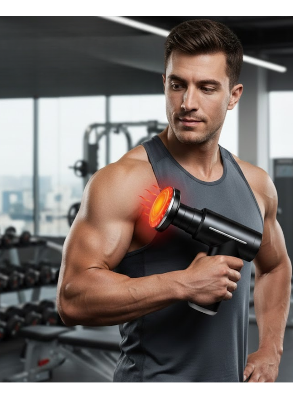 Sıcak Soğuk Terapili Masaj Tabancası Çift Fonksiyon 6 Başlıklı Şarjlı Derin Doku Cihazı