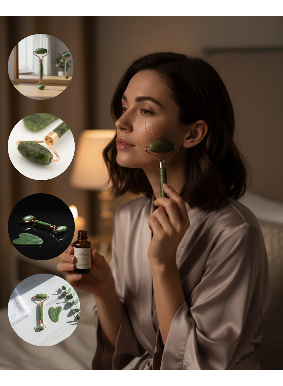 Yeşim Taşı Yüz Masaj Seti Şişlik Azaltıcı 2 Parça