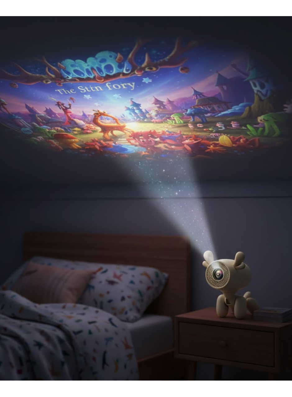 Geyik Tasarımlı Akıllı Projeksiyon 4K Destekli 500 ANSI Lümen