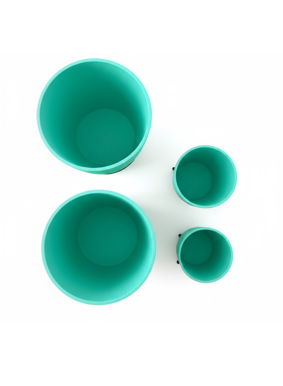 4’lü 3D Modern Yeşil Vazo Seti Dekoratif Ayaklı Saksı Takımı