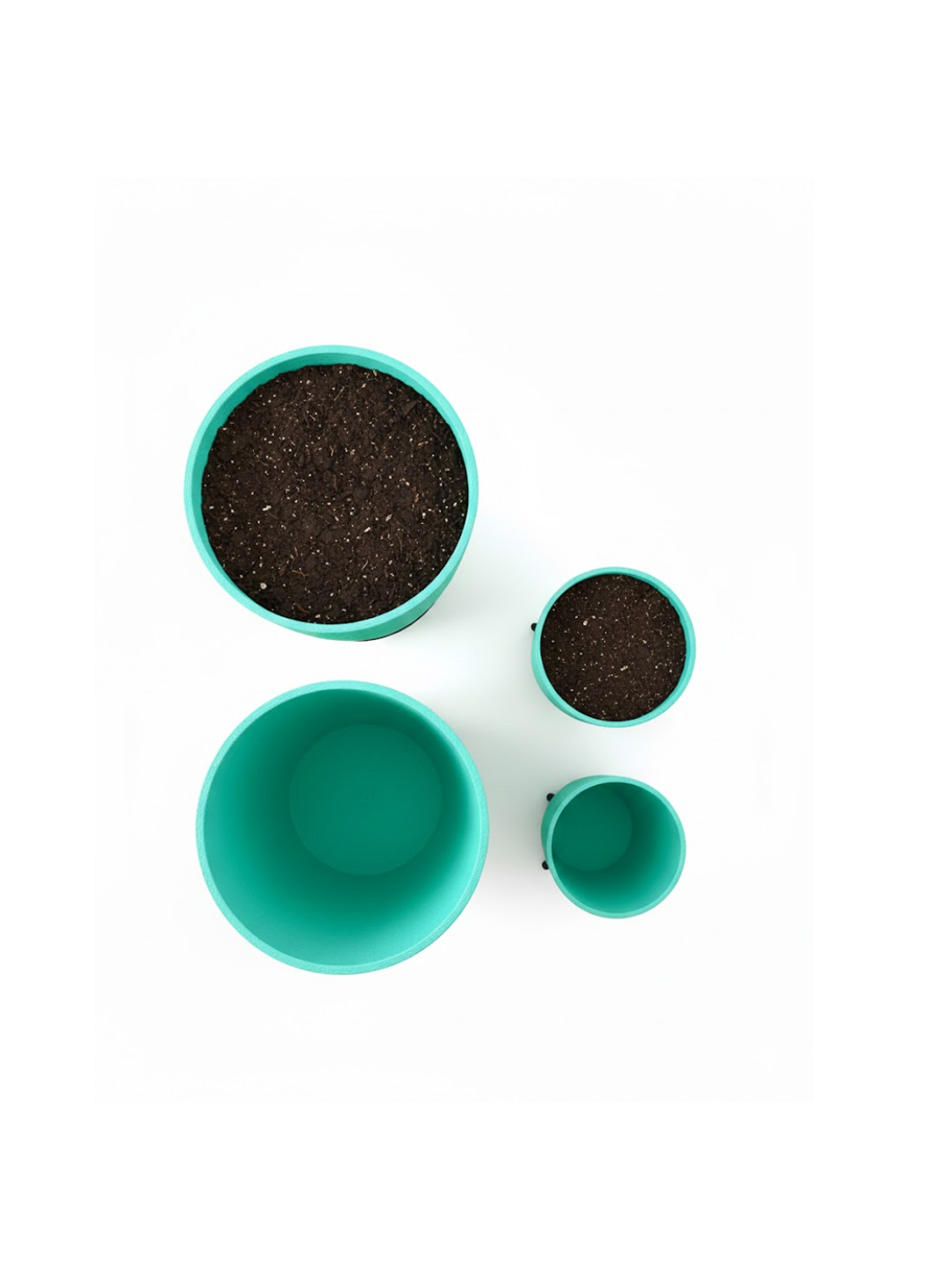 4’lü 3D Mint Yeşil Saksı Seti Modern Tasarım Dekoratif Ayaklı Vazo