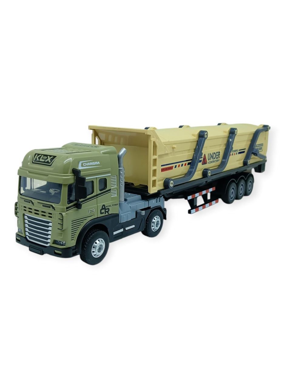Metal Tır 1:24 - Sesli Işıklı Kum Taşıyıcı Tır 39 cm - Haki