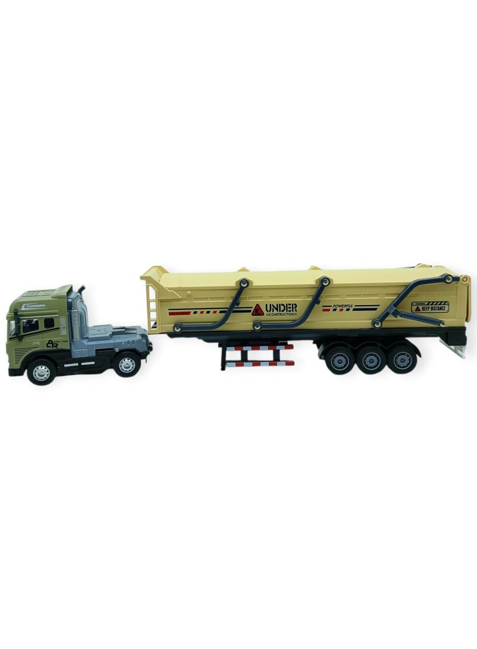 Metal Tır 1:24 - Sesli Işıklı Kum Taşıyıcı Tır 39 cm - Haki