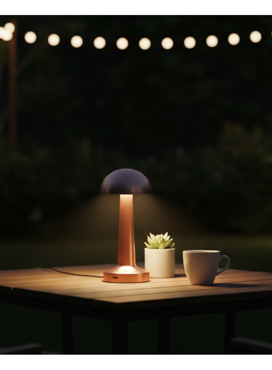 Modern Bronz Masa Lambası 3 Renk LED Dokunmatik Şarjlı Model