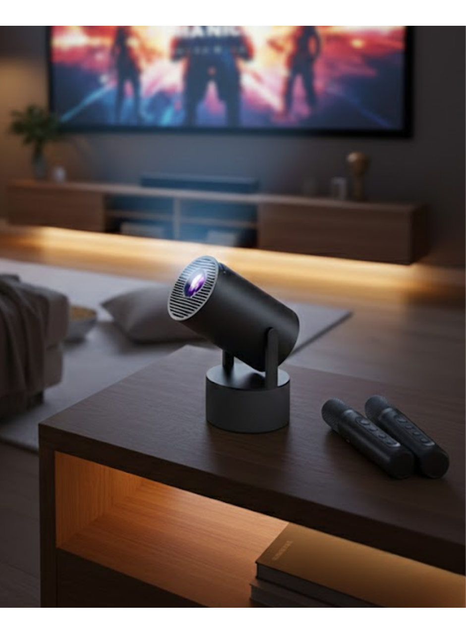 Akıllı Projeksiyon Cihazı Karaoke Mikrofonlu 1080P Android