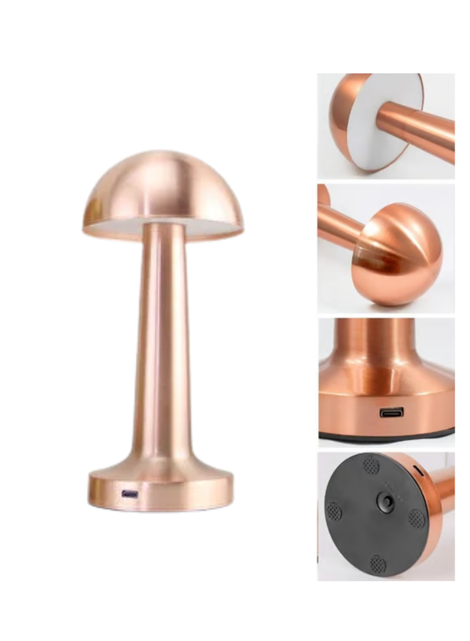 Modern Bronz Masa Lambası 3 Renk LED Dokunmatik Şarjlı Model