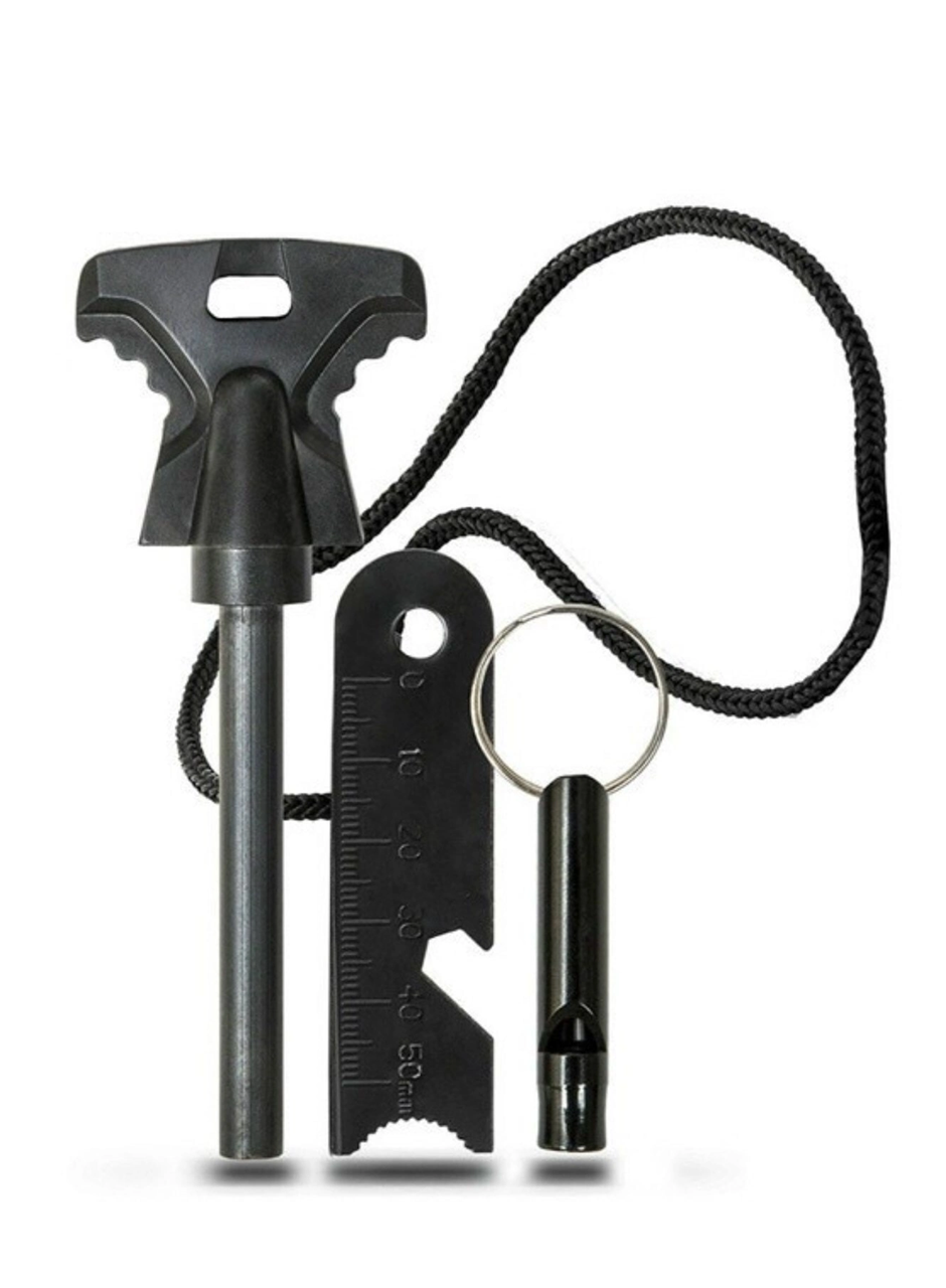 Acil Durum Magnezyum Çubuk Çakmaktaşı Hayatta Kalma Ateş Başlatıcı Çakmak Kiti Düdük Hediyeli (