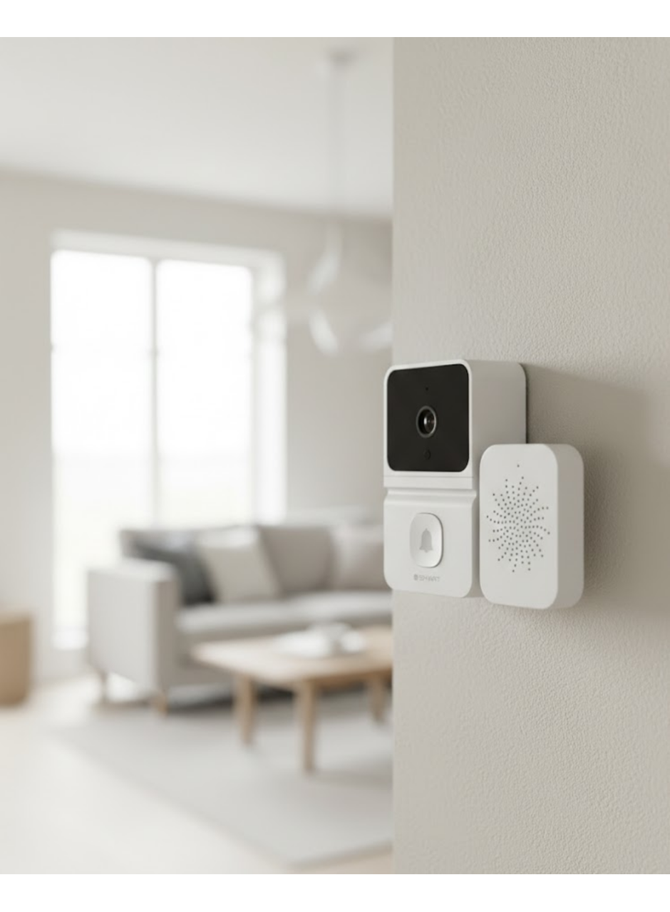 ŞARJLI KAMERALI KAPI ZİLİ BEYAZ