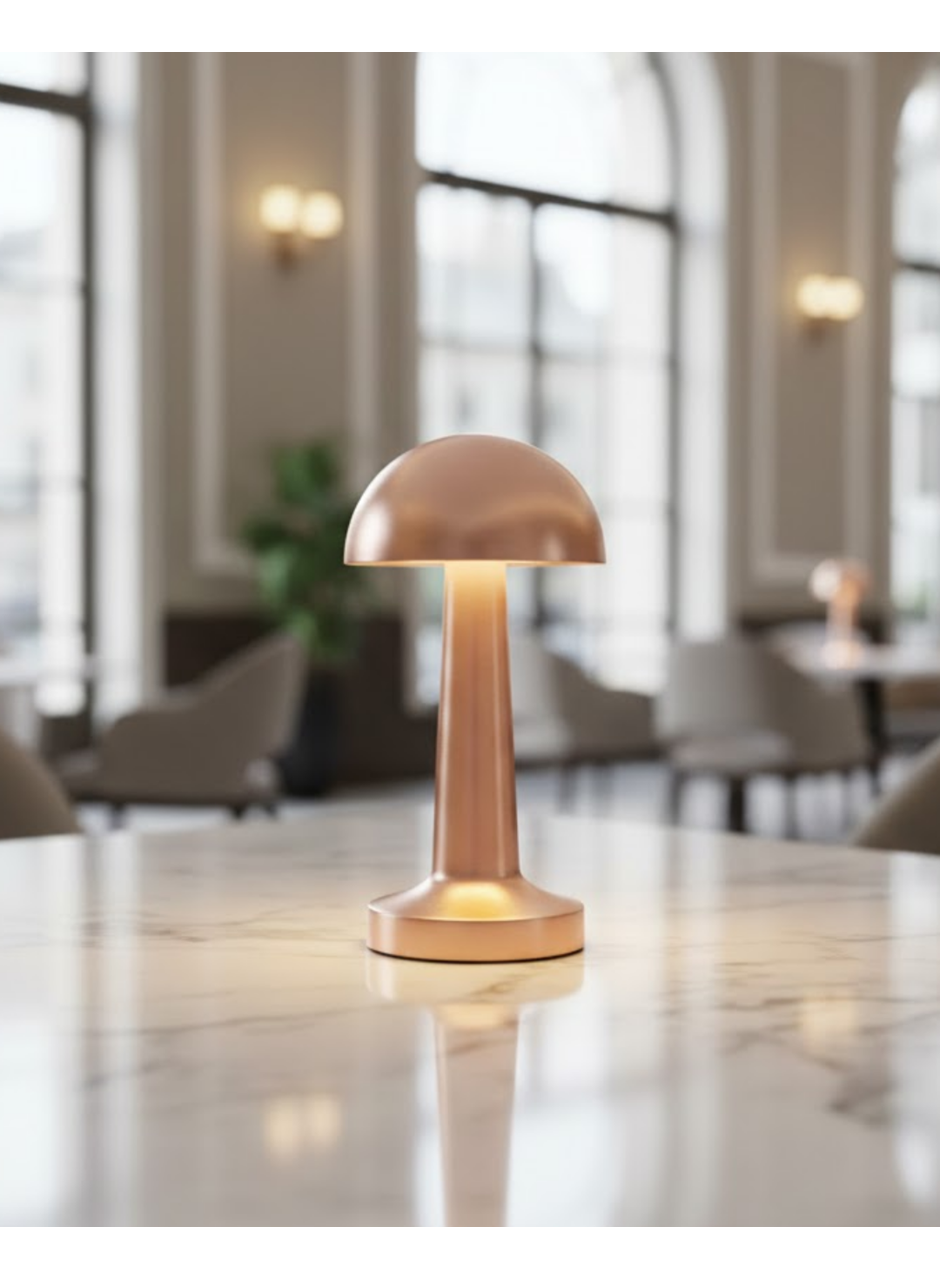 Şarjlı LED Masa Lambası 3 Kademe Dokunmatik Bronz Modern Tasarım