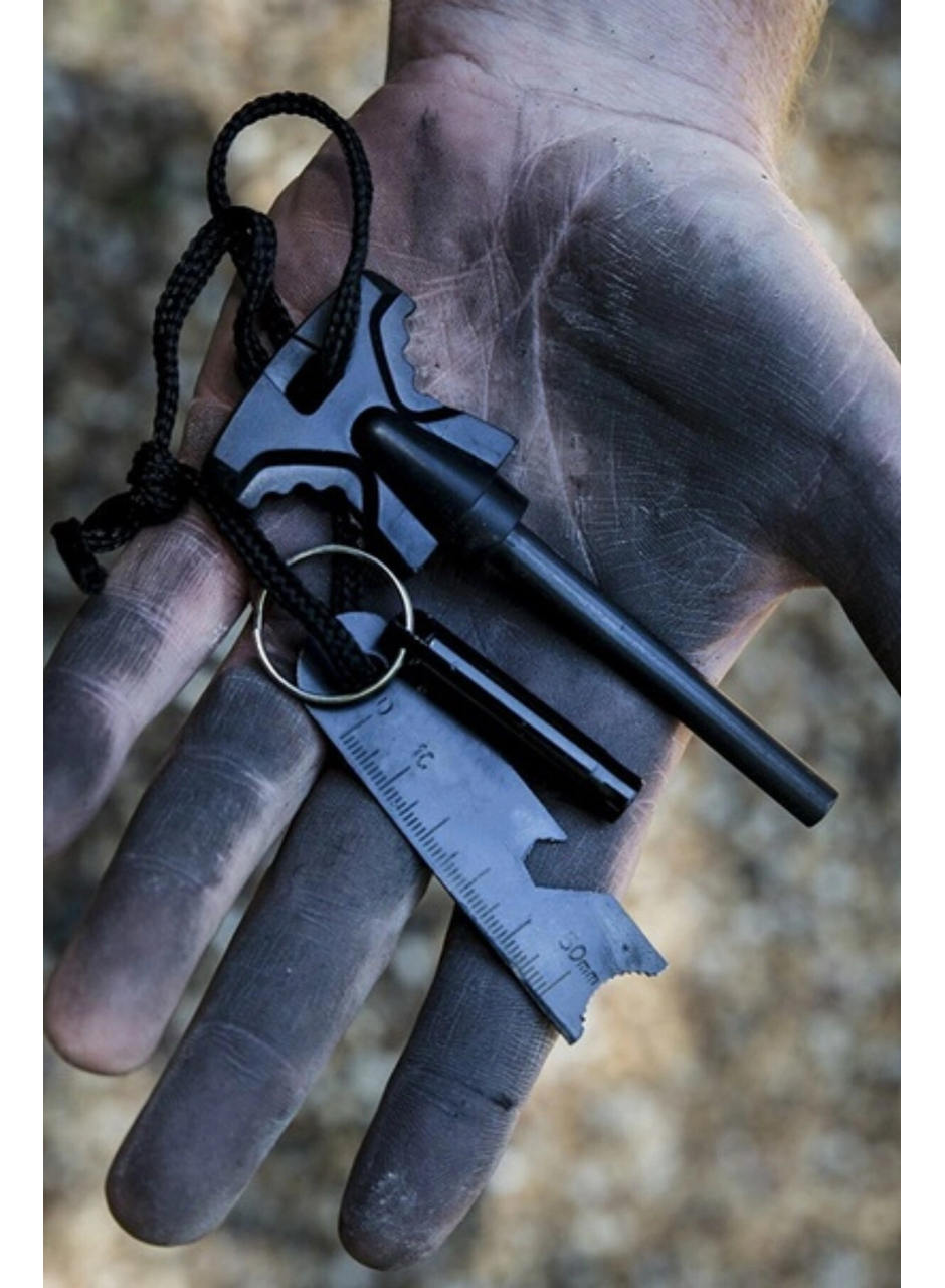 Acil Durum Magnezyum Çubuk Çakmaktaşı Hayatta Kalma Ateş Başlatıcı Çakmak Kiti Düdük Hediyeli (