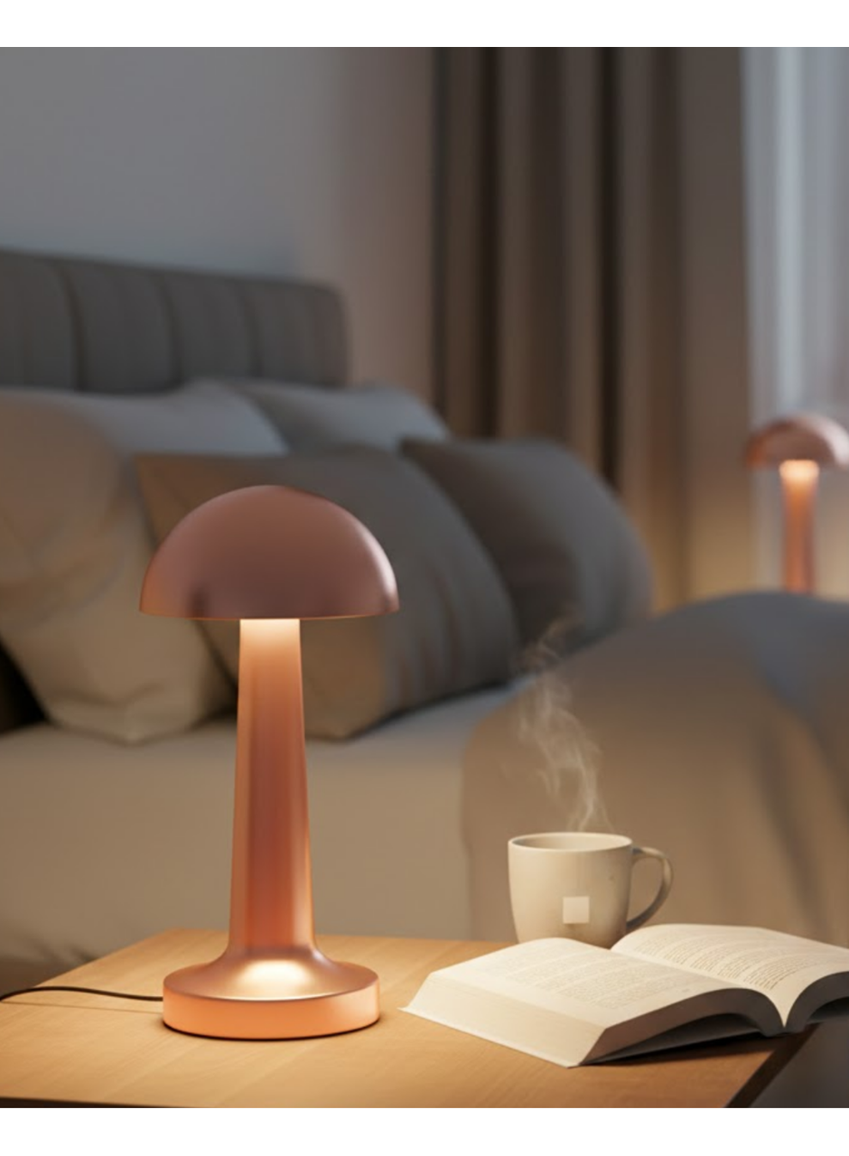 Şarjlı Mantar Masa Lambası 3 Seviyeli Dokunmatik LED USB Şarj Özellikli