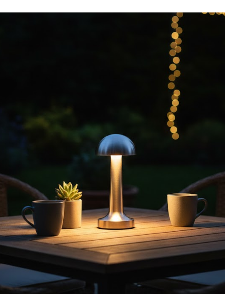 Şarjlı Kablosuz Mantar Masa Lambası Dokunmatik 3 Renk LED Modern Tasarım