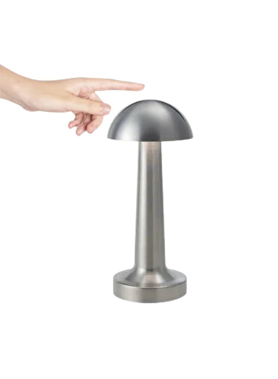 Krom Mantar Masa Lambası Dokunmatik 3 Renk LED Şarjlı Taşınabilir Gece Lambası