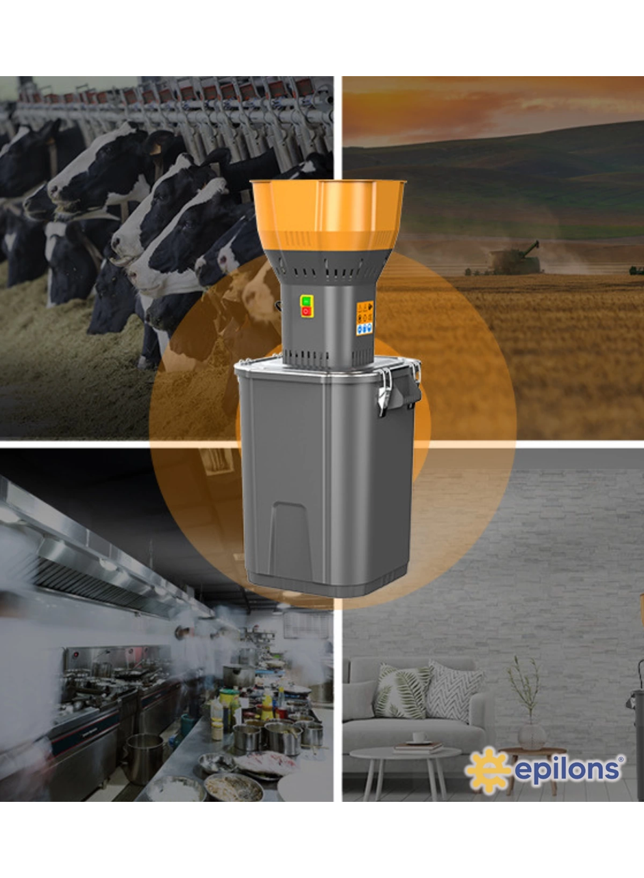 55’lik Profesyonel Yem Kırma Makinesi – 9 Elek Hediyeli Paslanmaz Tahıl Öğütücü Değirmen 1300 w (