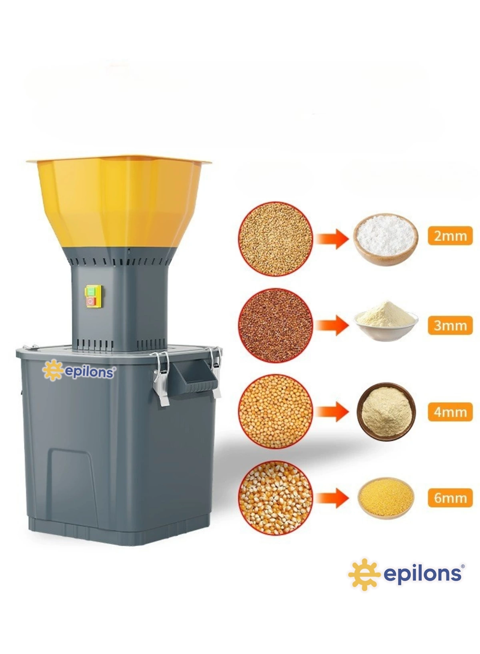 55’lik Profesyonel Yem Kırma Makinesi – 9 Elek Hediyeli Paslanmaz Tahıl Öğütücü Değirmen 1300 w (