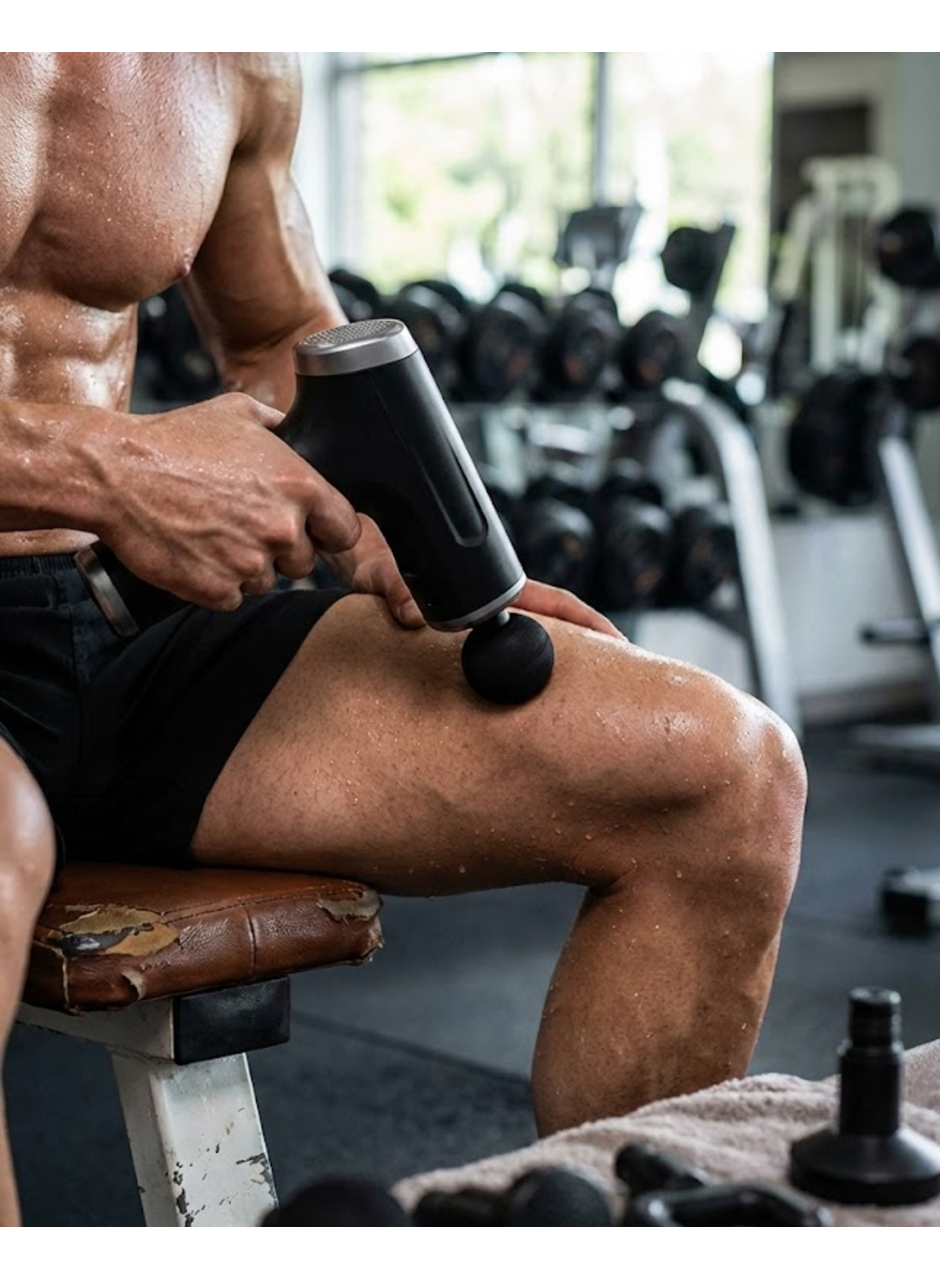 Profesyonel Masaj Tabancası Sporcu Masaj Aleti 4 Başlıklı Şarjlı Titreşimli