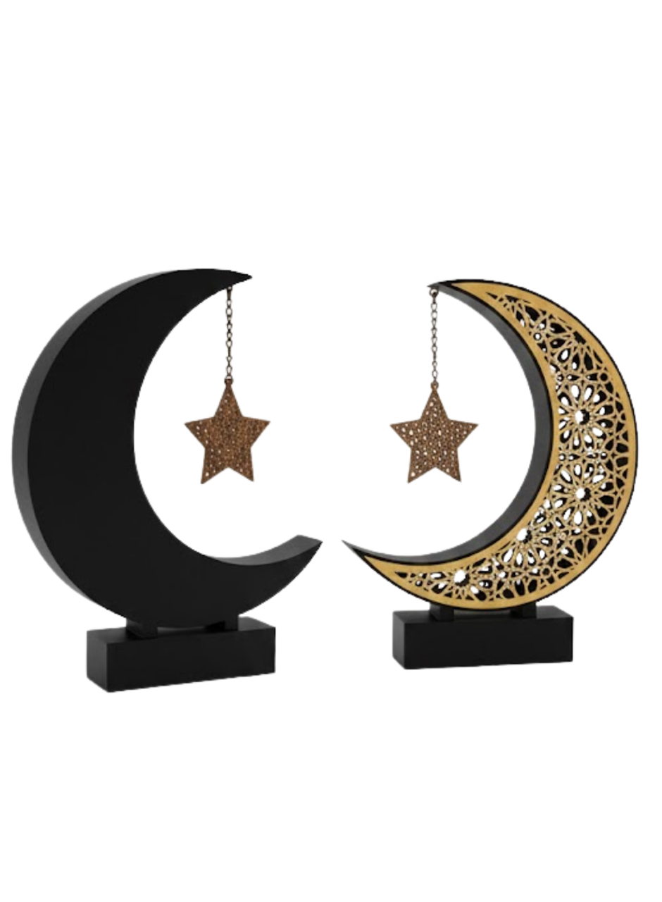 3D Hilal Yıldız Masa Üstü Dekor 23x23 cm Ramazan Konsept Tasarım