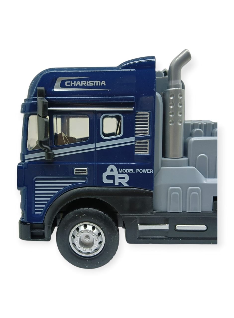 Metal Tır 1:24 - Sesli Işıklı Taşıyıcı Dorseli Tır 30 cm - Lacivert