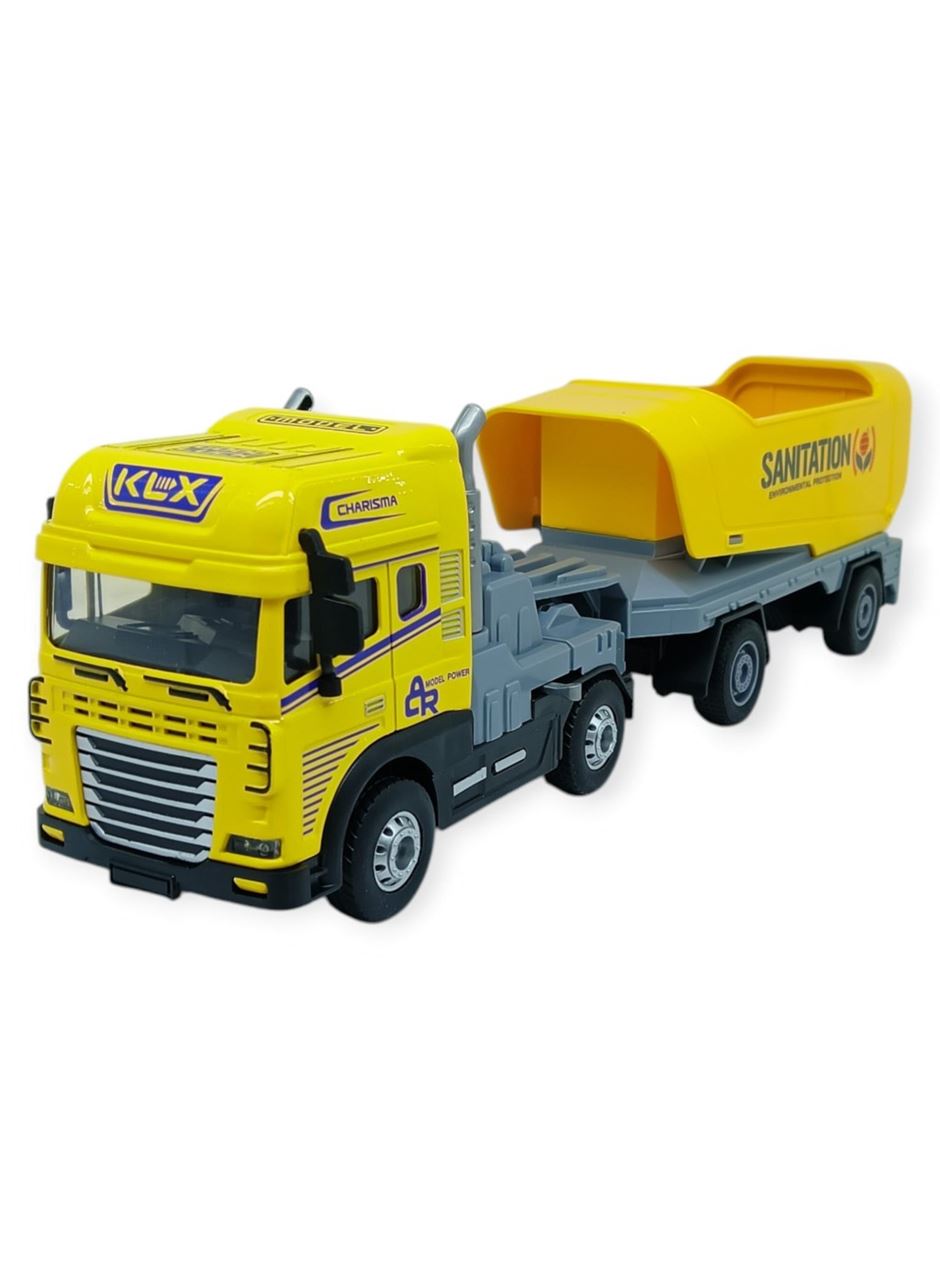 Metal Tır 1:24 - Sesli Işıklı Taşıyıcı Dorseli Tır 30 cm - Sarı