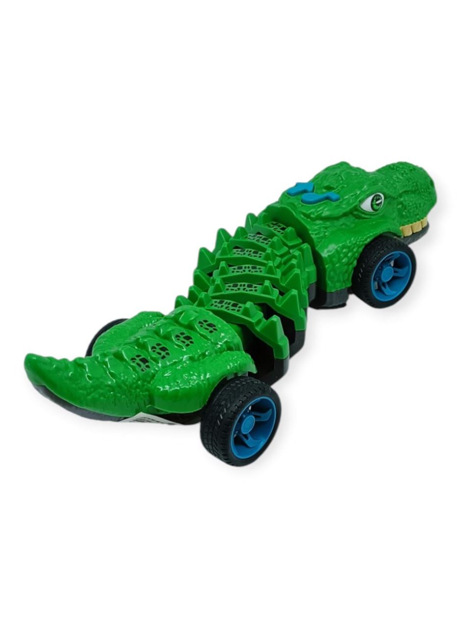 Timsah Araba - Otomatik Hareketli Sesli Işıklı 32 cm - Yeşil Gerçekçi Timsah