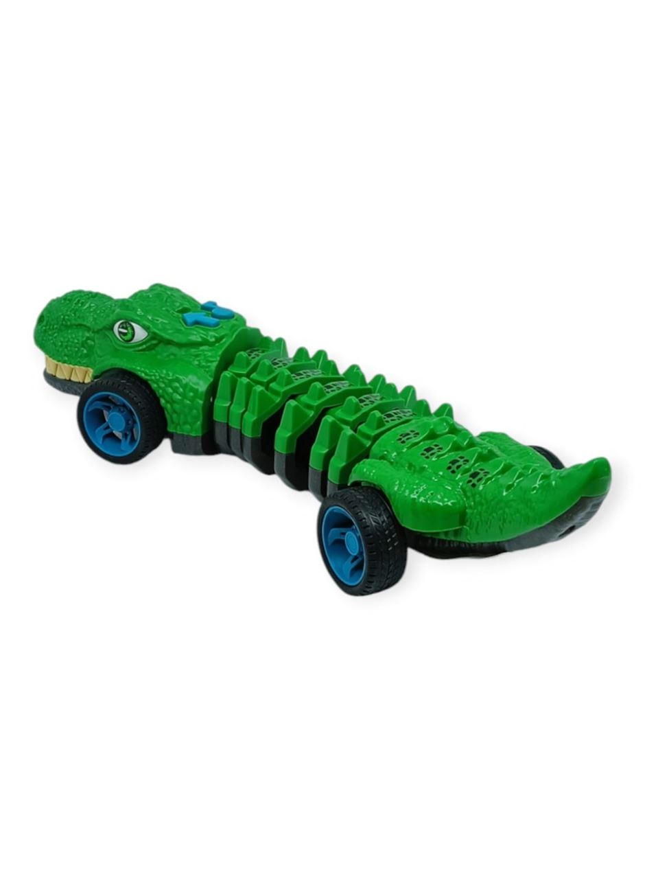 Timsah Araba - Otomatik Hareketli Sesli Işıklı 32 cm - Yeşil Gerçekçi Timsah