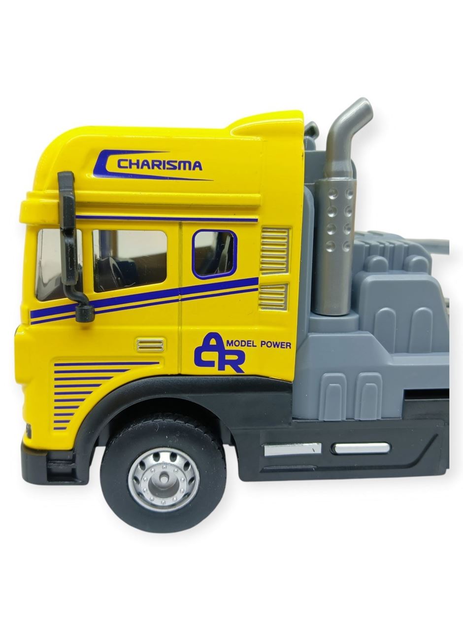 Metal Tır 1:24 - Sesli Işıklı Taşıyıcı Dorseli Tır 30 cm - Sarı