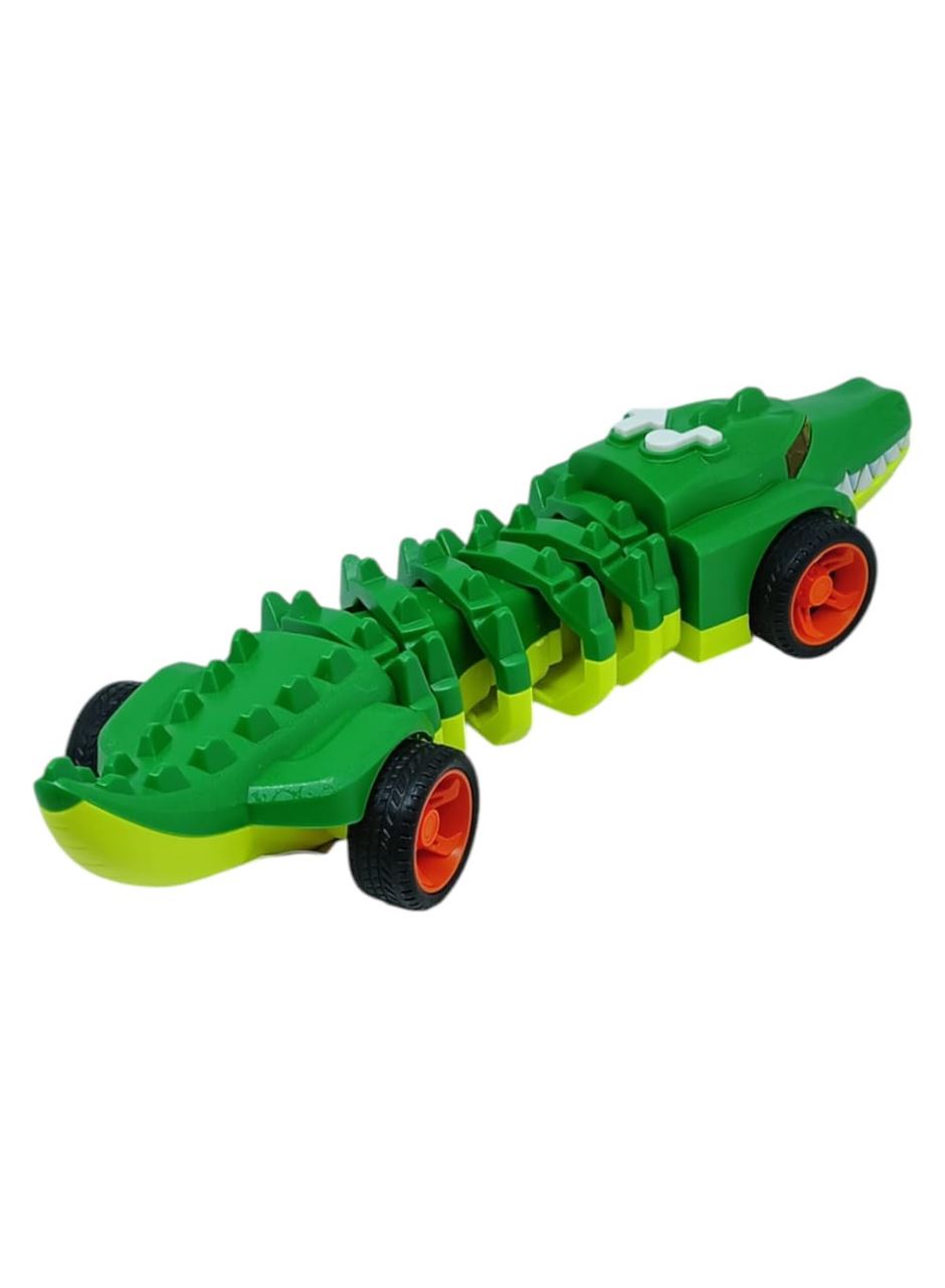 Timsah Araba - Otomatik Hareketli Sesli Işıklı 32 cm - Yeşil Timsah