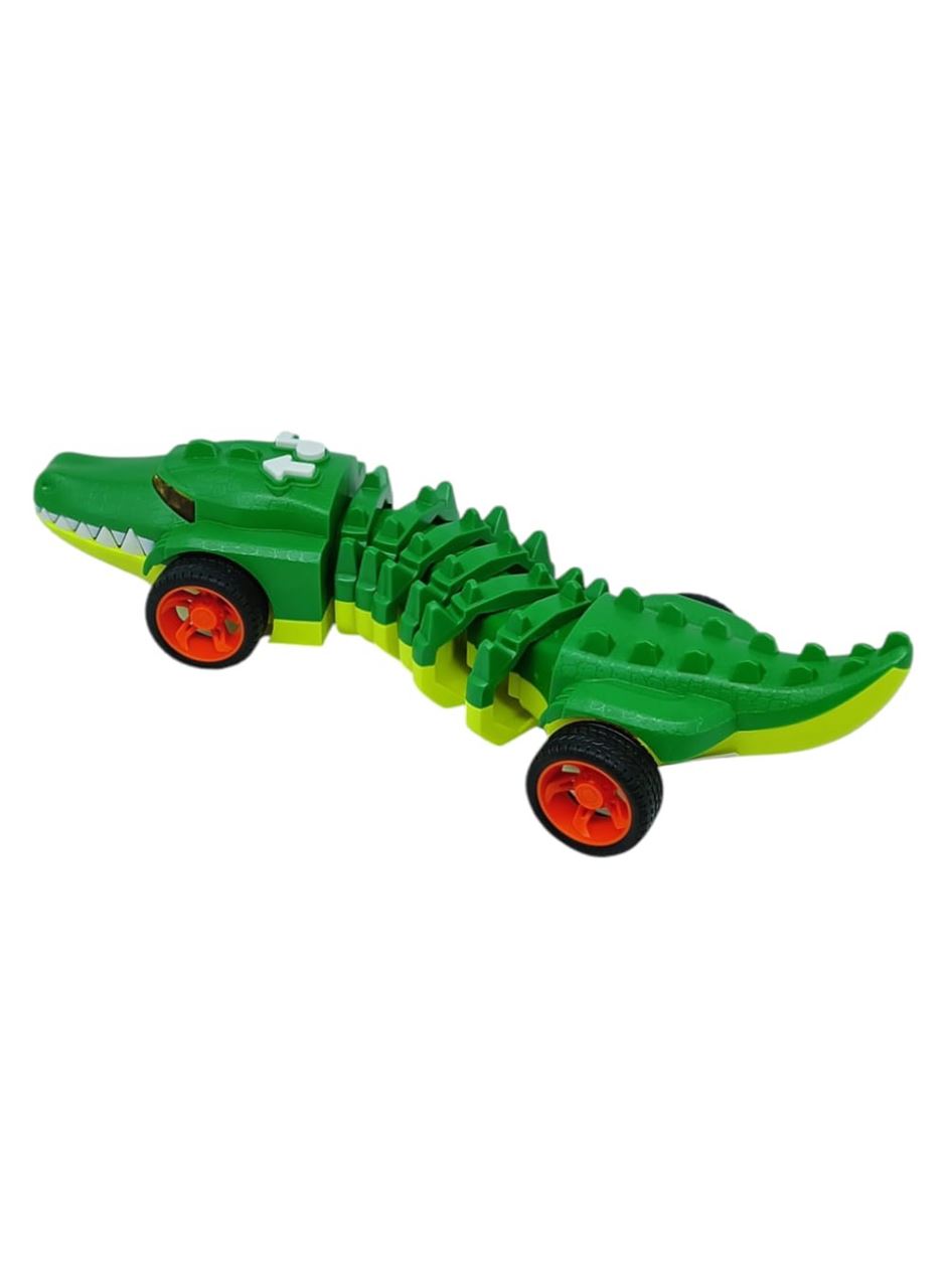 Timsah Araba - Otomatik Hareketli Sesli Işıklı 32 cm - Yeşil Timsah