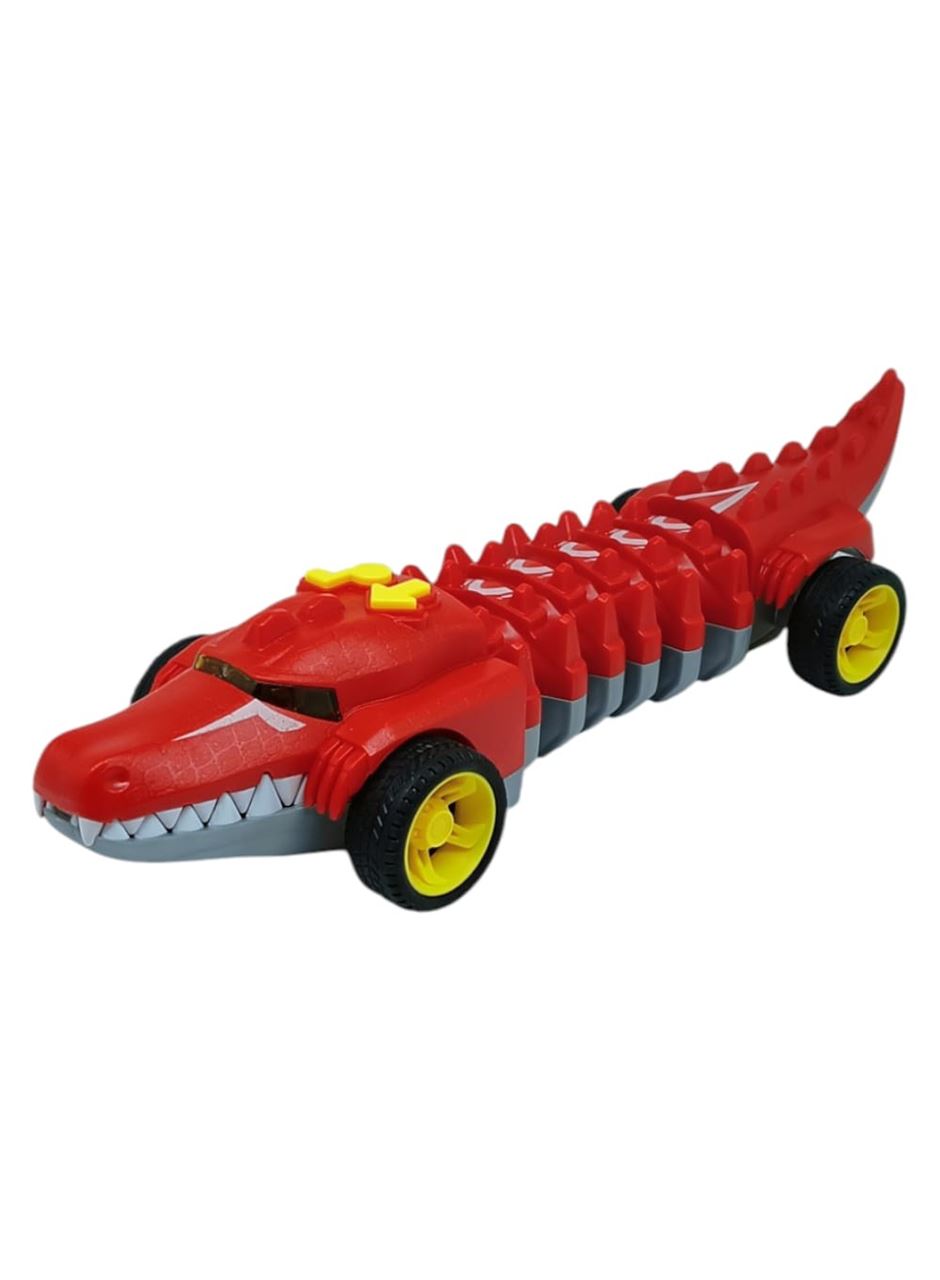 Timsah Araba - Otomatik Hareketli Sesli Işıklı 32 cm - Kırmızı Timsah