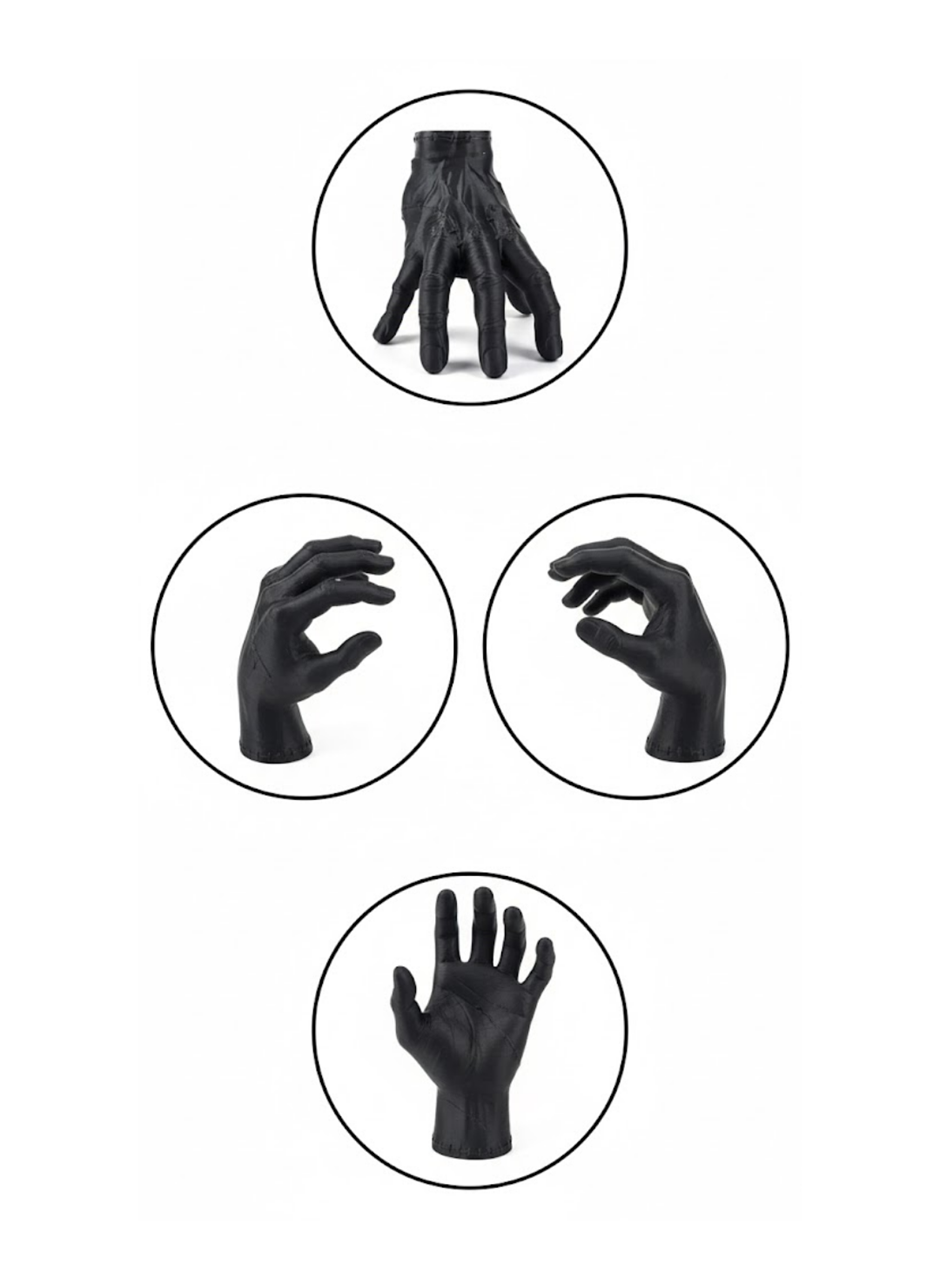 3D Siyah El Dekoratif Biblo 17x16 cm Modern ve Şık Tasarım