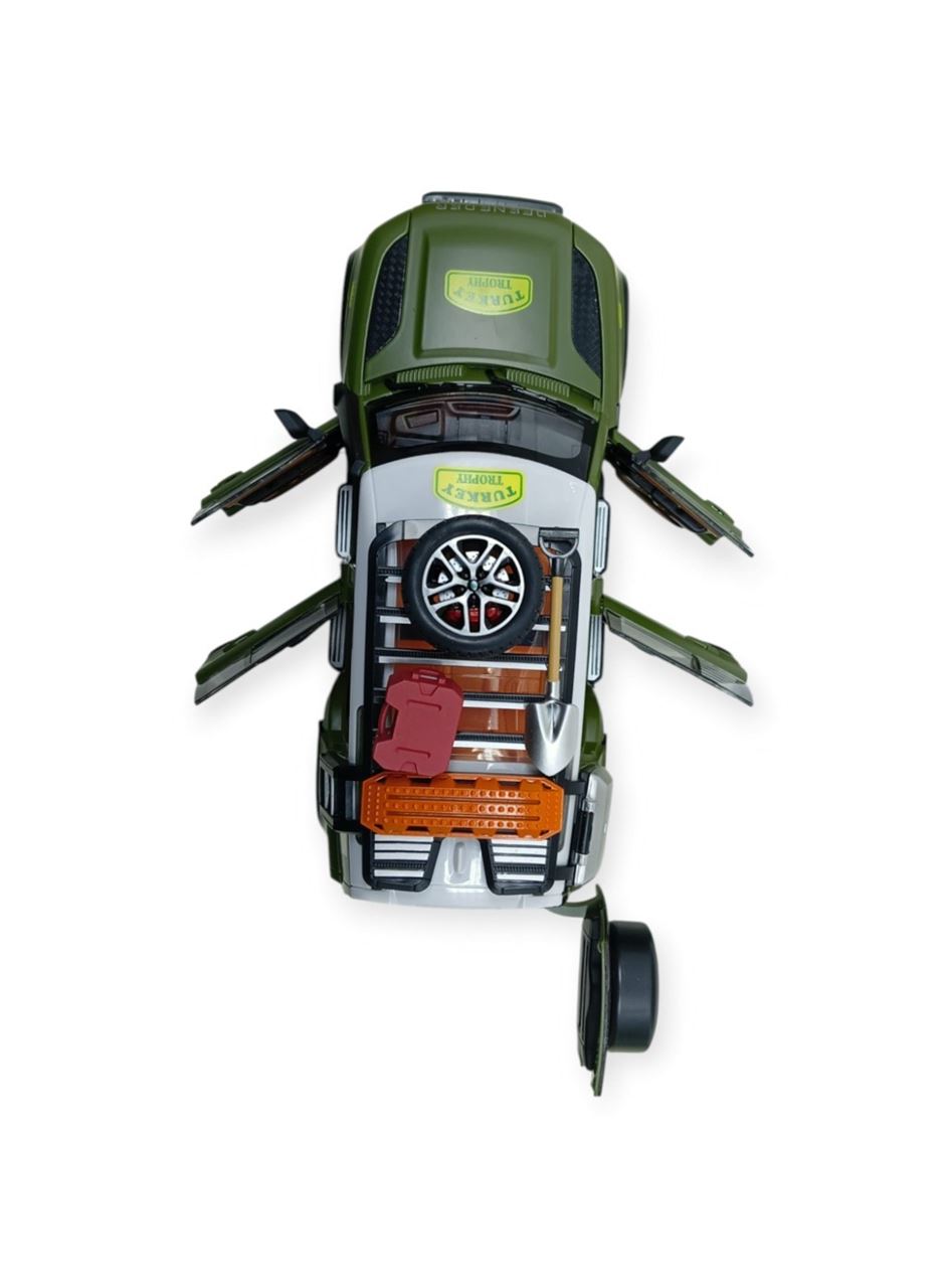 Model Araçlar - Metal Sesli Off-Road Araba 22 cm - Yeşil