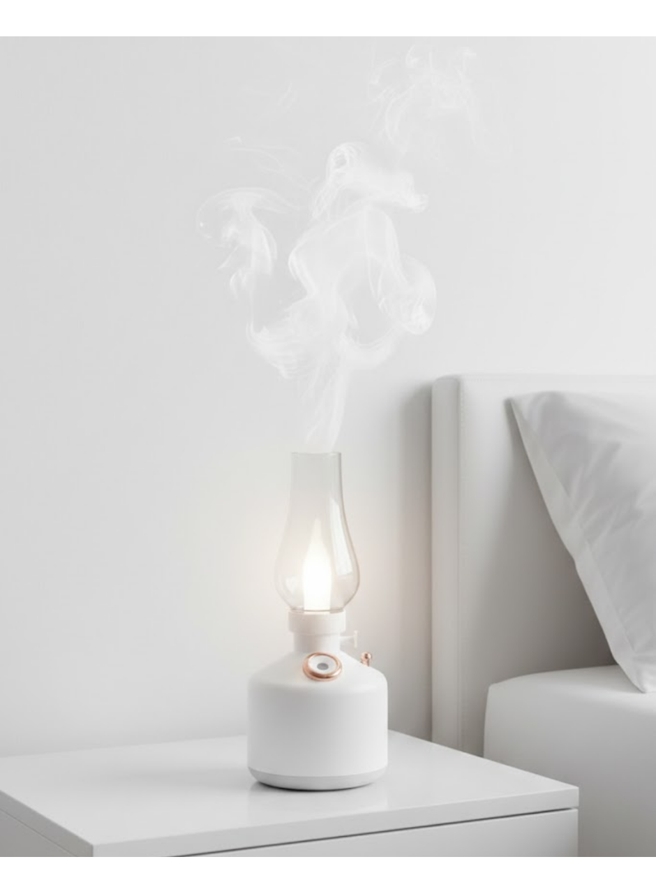 Retro Gaz Lambası Tasarımlı USB Şarjlı Aroma Difüzörü 280 ml Nano Mist Nemlendirici