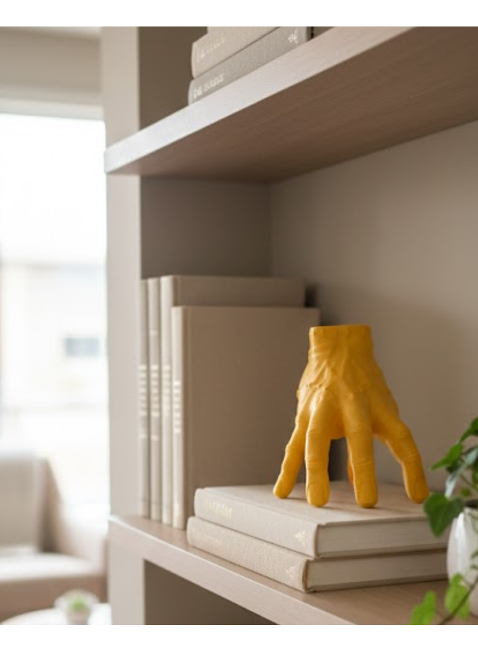 3D Sarı El Dekoratif Biblo 17x16 cm Modern Ev Aksesuarı