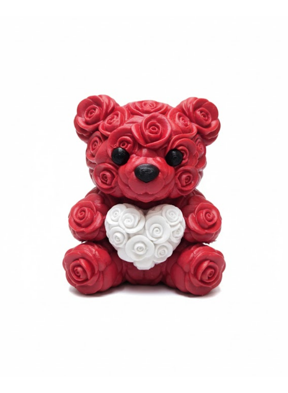 3D Baskı Kalpli Ayıcık 10cm Romantik Masaüstü Dekor