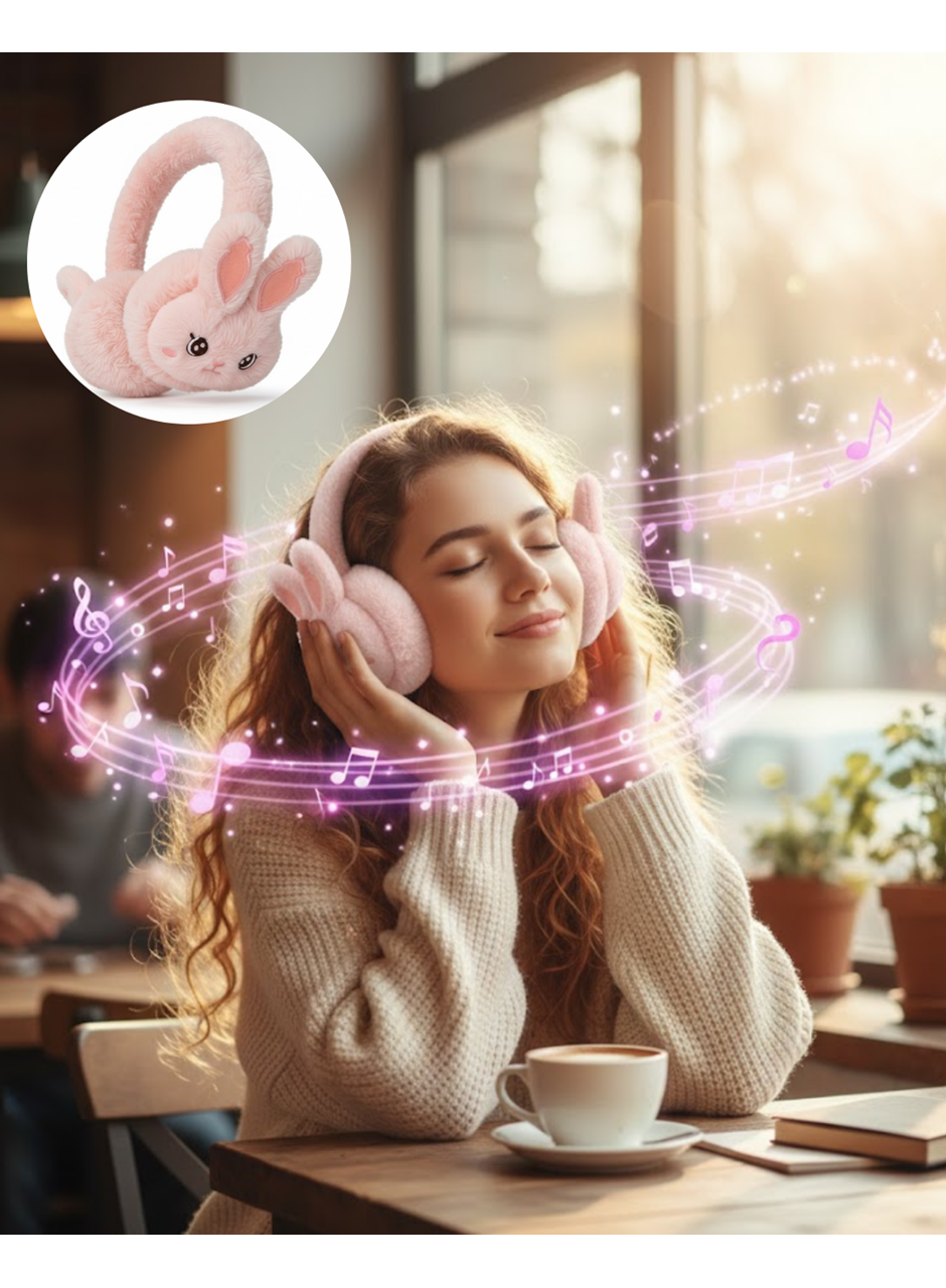 Peluş Kulaklıklı Bluetooth Kablosuz Müzik Dinleme ve Görüşme Özellikli