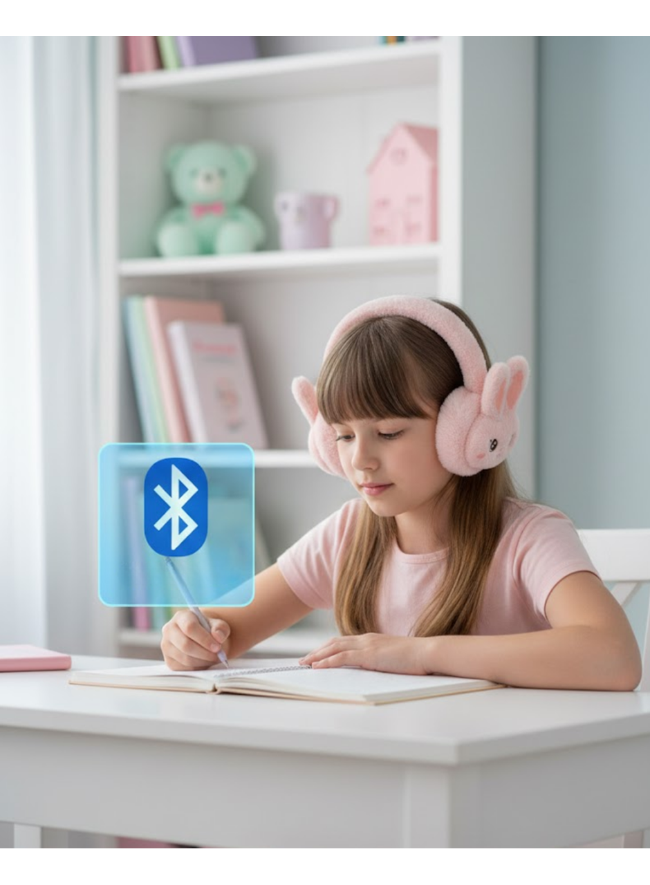 Şarjlı Tavşan Tasarımlı Kablosuz Bluetooth Kulaklık Stereo Ses ve Hafıza Kart Destekli