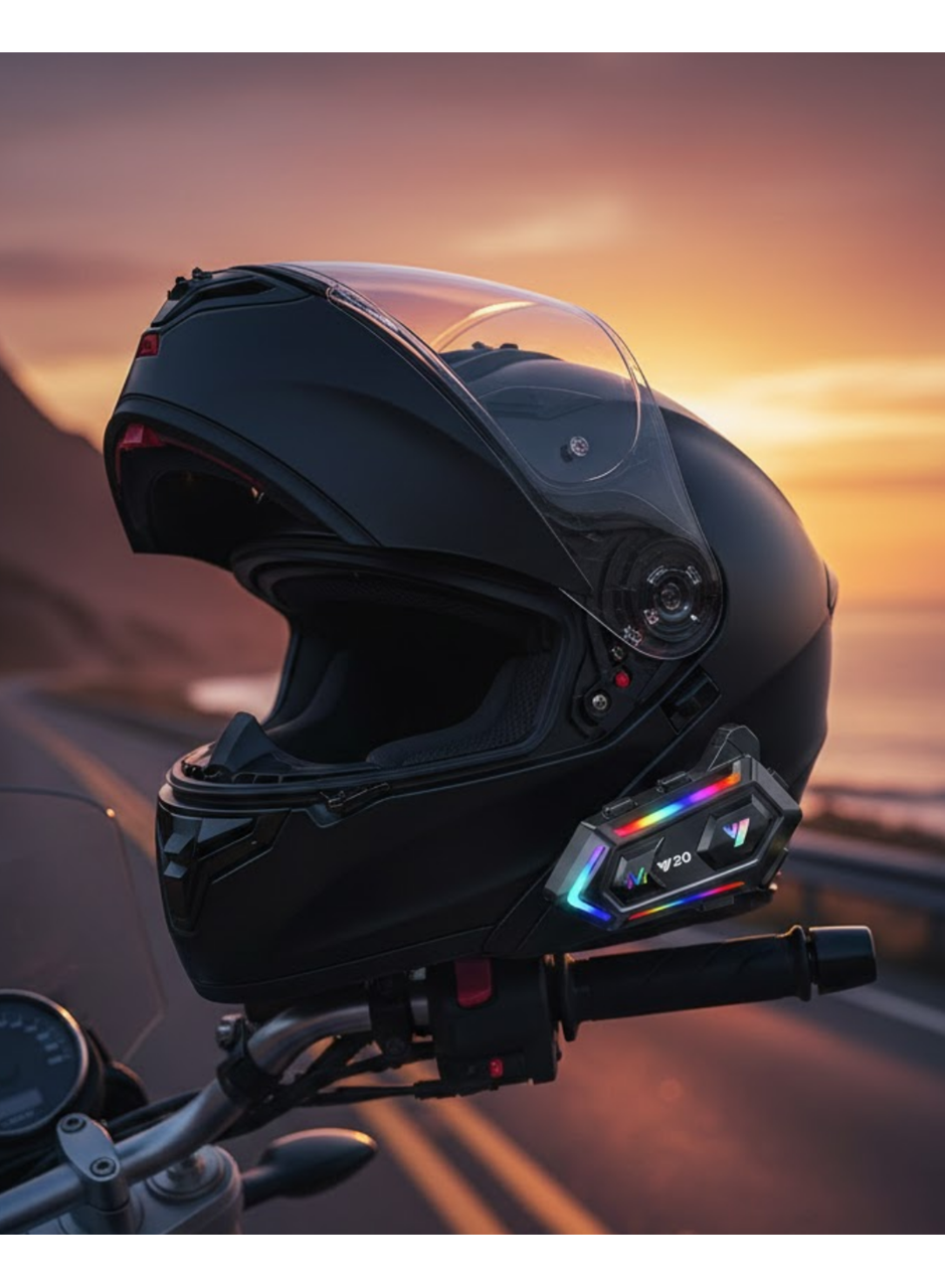 16 Mod RGB Işıklı Motosiklet Intercom Çift Telefon Destekli