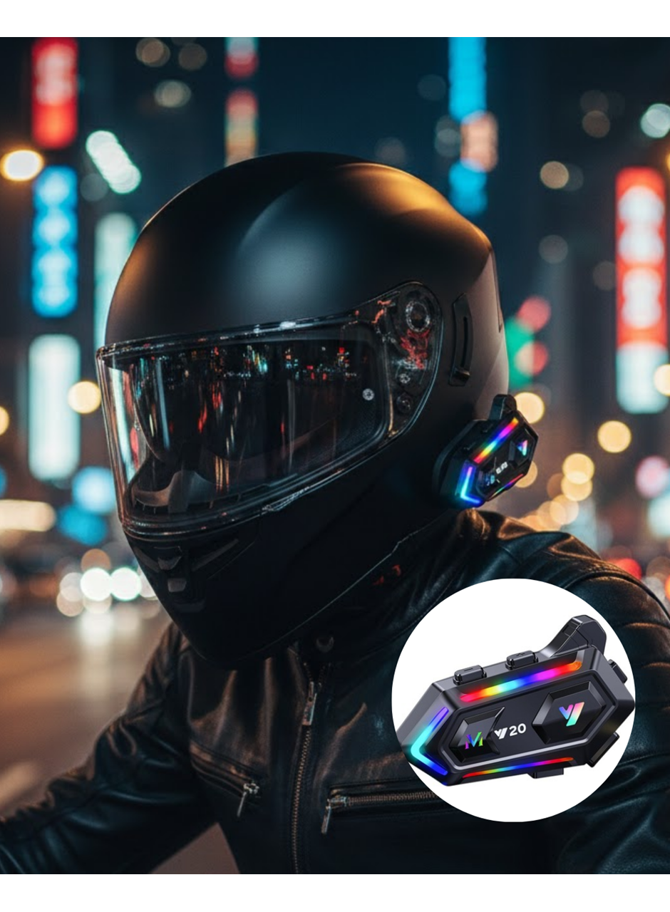 IPX6 Su Geçirmez Intercom 1000m Bağlantı 1000mAh Batarya RGB Işıklı