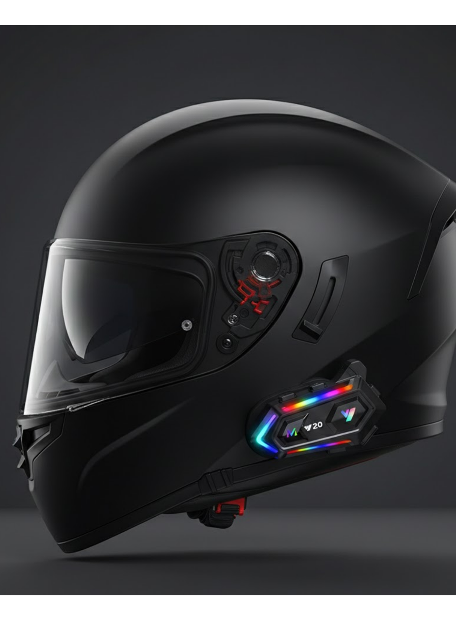 Yeni Nesil Bluetooth 5.3 Motosiklet Intercom RGB Işıklı 1000m Mesafeli