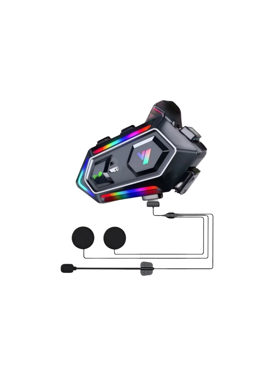Yeni Nesil Bluetooth 5.3 Motosiklet Intercom RGB Işıklı 1000m Mesafeli