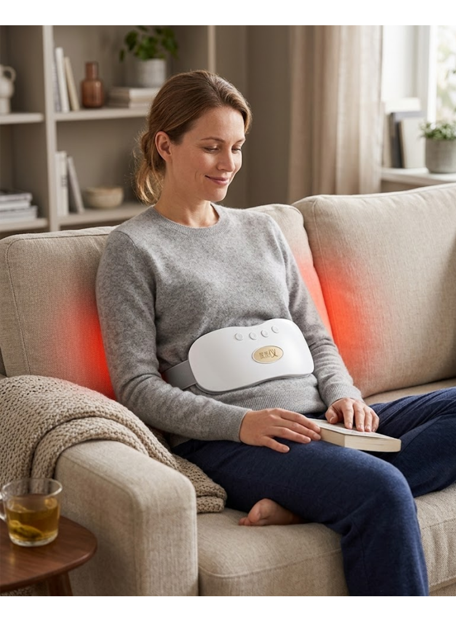 Kızılötesi Isıtmalı Titreşimli Kadın Bel ve Rahim Masaj Kemeri USB Şarjlı