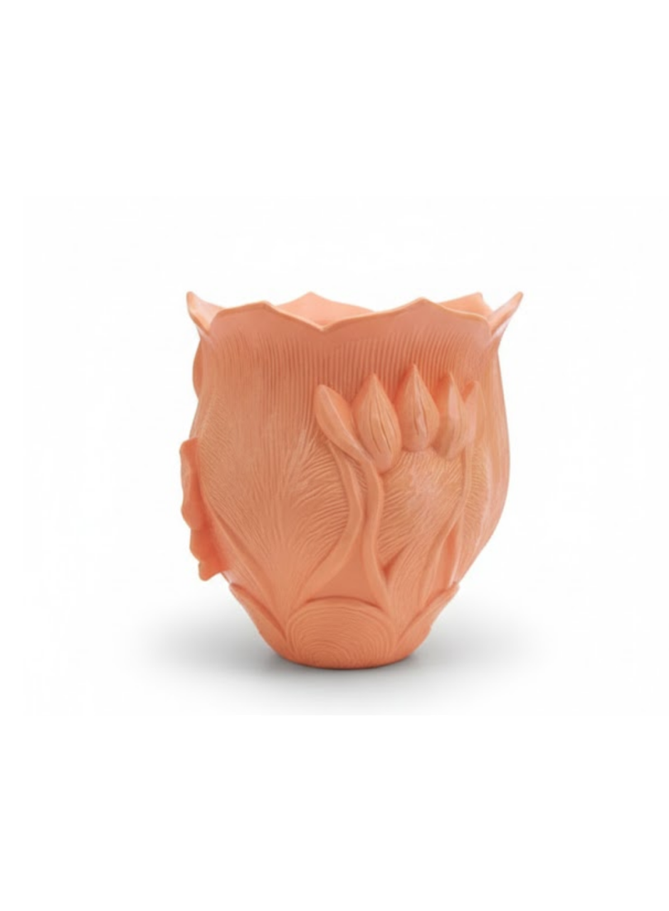 Turuncu Floral Tasarımlı 3D Vazo Şık Ev Dekorasyon Aksesuarı