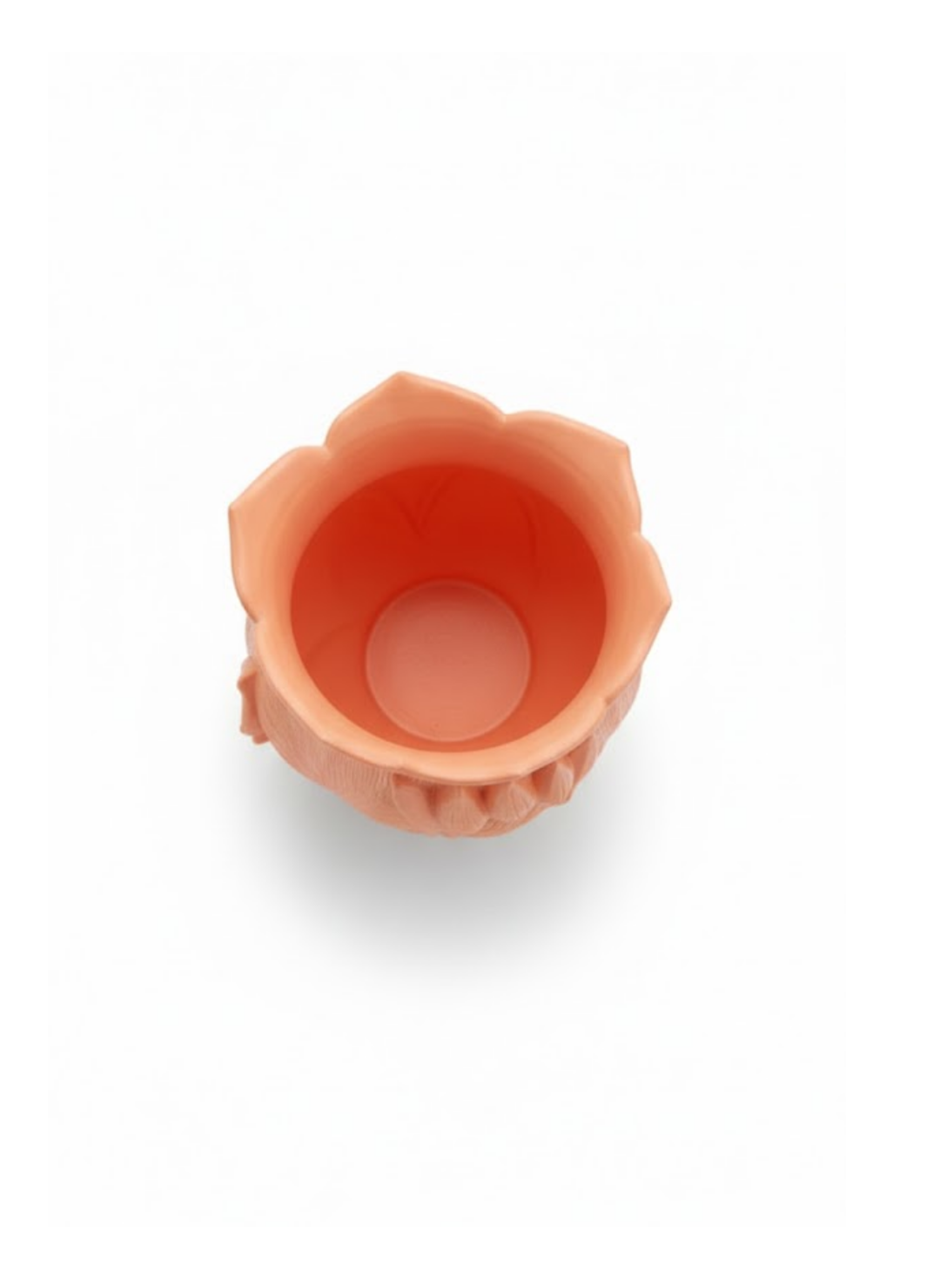 Turuncu Floral Tasarımlı 3D Vazo Şık Ev Dekorasyon Aksesuarı