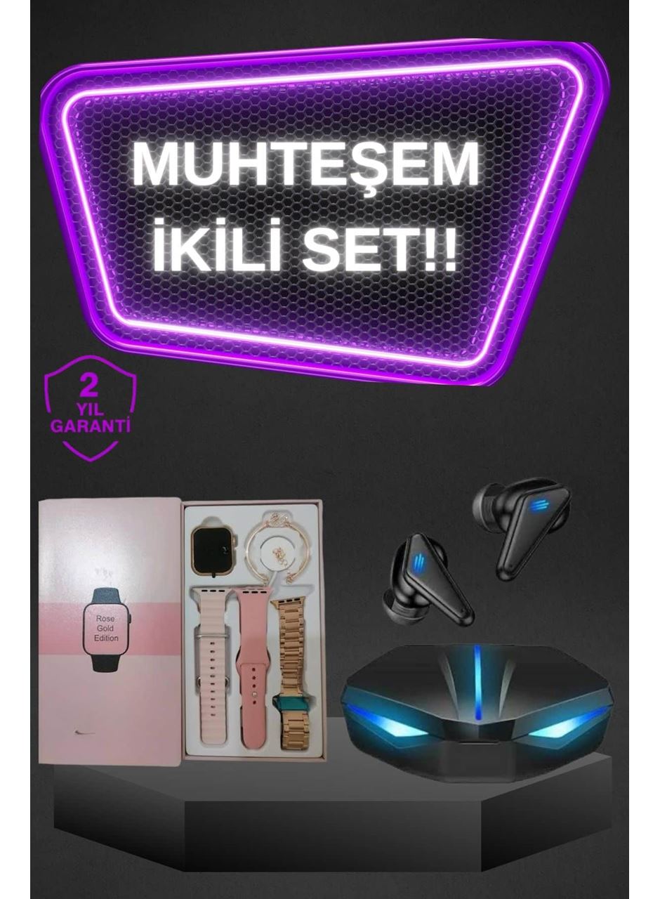 Kadınlar İçin Dokunmatik Ekran Akıllı Saat ve Gamer Kablosuz Bluetooth Kulaklık ANC Özelliği