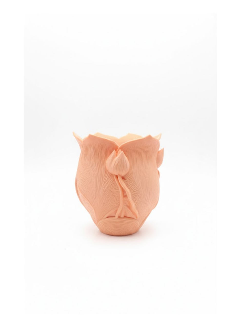 3D Özel Baskı Turuncu Çiçekli Dekoratif Vazo Salon Ofis Dekoru