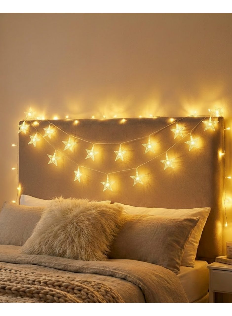 Dekoratif Yıldız LED Aydınlatma 5 Metre Sabit Işık İç Mekan Kullanım