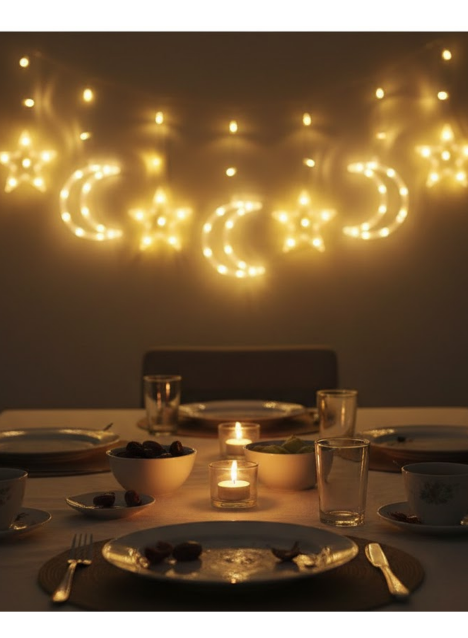 Dekoratif Büyük Ay Yıldız Ramazan Led Işık