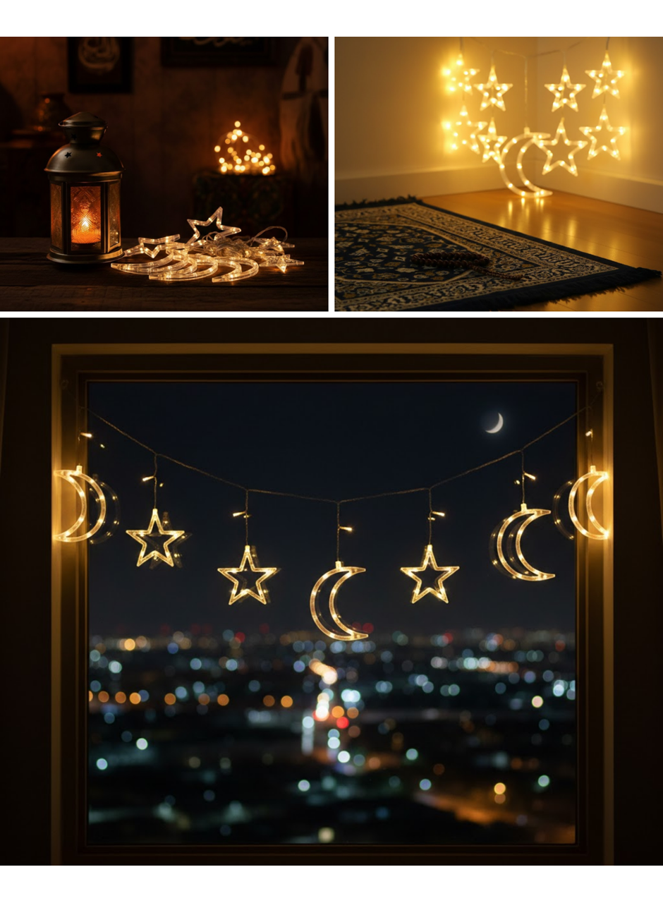 Büyük Ay Yıldız Led Ramazan Süsü Dekoratif Işık
